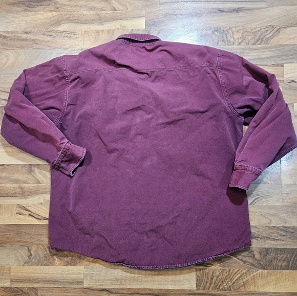 Cabelas Mens XL Maroon Flannel Lined Shirt Long Sleeve Button Up Work Outdoor - Picture 10 of 10